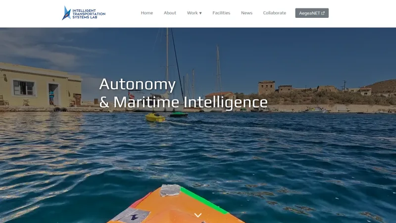 Homepage hero with the lab's autonomous vessels at sea